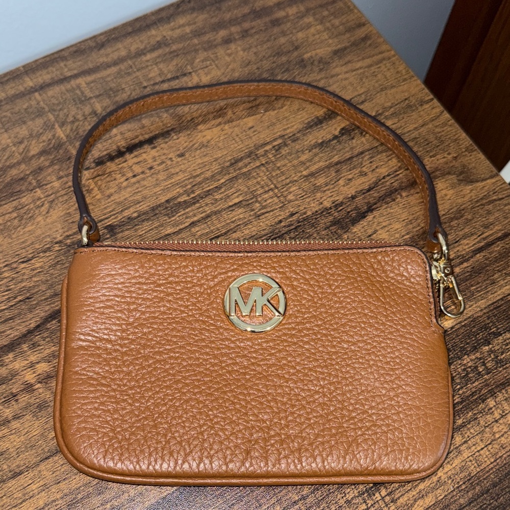 Michael Kors Brown Leather Wristlet